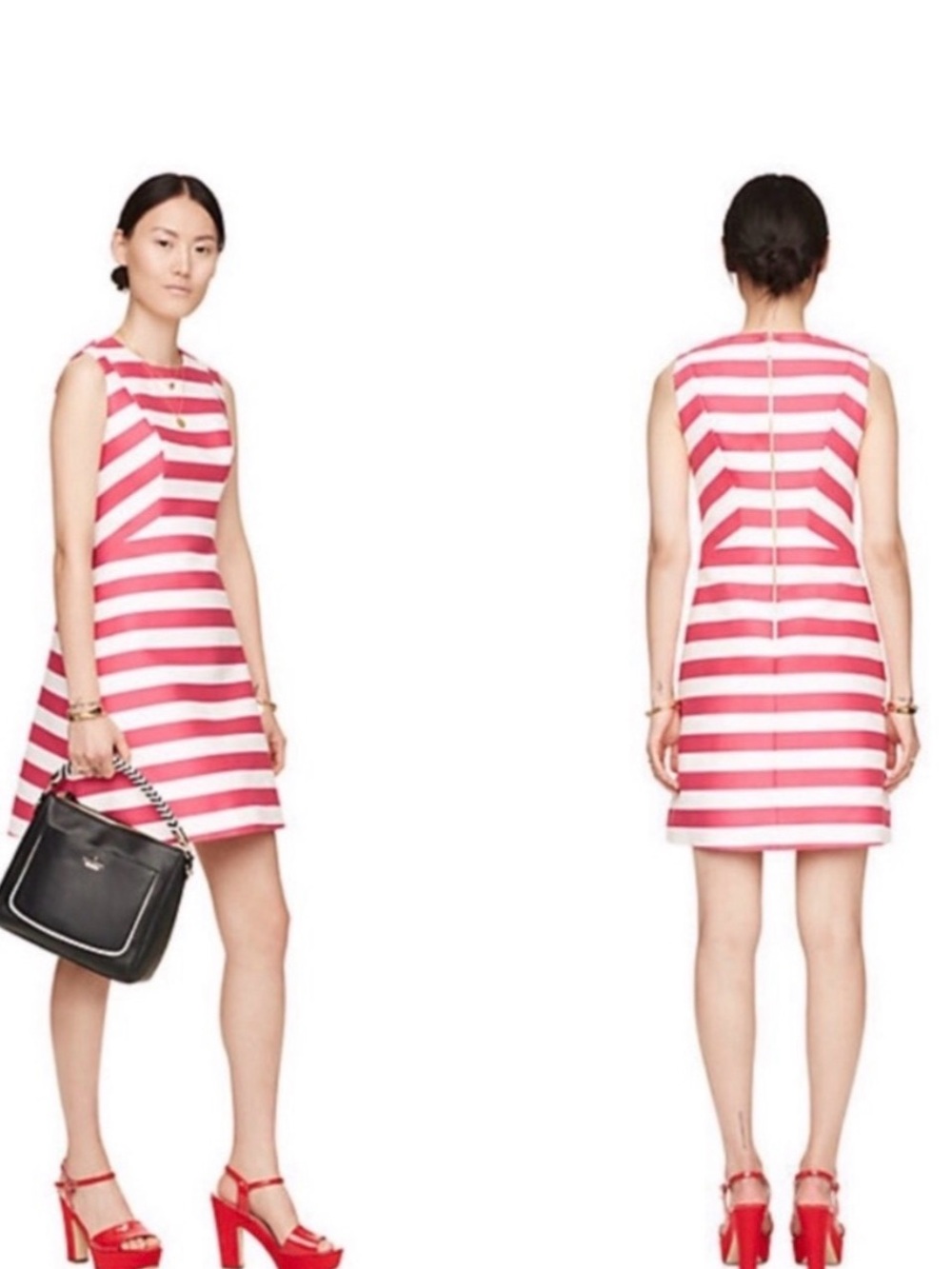 kate spade  Kite stripe Sicily dress Pink cream Striped Sleeveless A‑Line  12